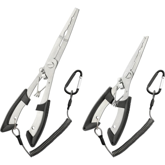 2-Pack Saltwater Fishing Pliers – Stainless Steel Needle Nose Hook Remover with Lanyard, Rustproof Gripper Tool