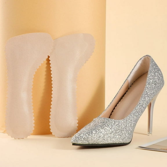 2 Pairs High Heel Inserts For Women Self Adhesive Cushioning Insoles Anti-Slip Invisible High Heel Insoles For 37-38 Size Sandals Flats Pump Dress Shoes Boots