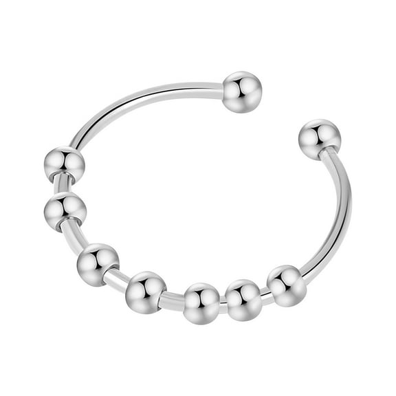 Anxiety Relief Spinner Ring, Rotating Coil Bead Fidget Jewelry, Stress Reduction Accessory, Stylish Gift for Women, Anti-Anxiety Sensory Ring