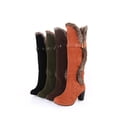 thumbnail image 4 of Mepaouo Womens Knee High Boots Round Toe Heel Boot Fleece Lined Zipper Winter Long Boots(Green,7), 4 of 7
