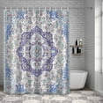 thumbnail image 6 of Bathroom Shower Curtain Purple Ethnic Flower Texture Waterproof Shower Curtains with Hooks, Abstract Geometric Seamless Bath Curtains Bathtub Curtain Home Decor 36x72in, 6 of 9