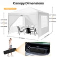 thumbnail image 3 of COBIZI 10x10 Pop up Canopy with Sidewalls Waterproof Canopy Tent for Outside Party Event Commercial Market Outdoor Patio Gazebo with Carry Bag,White, 3 of 9