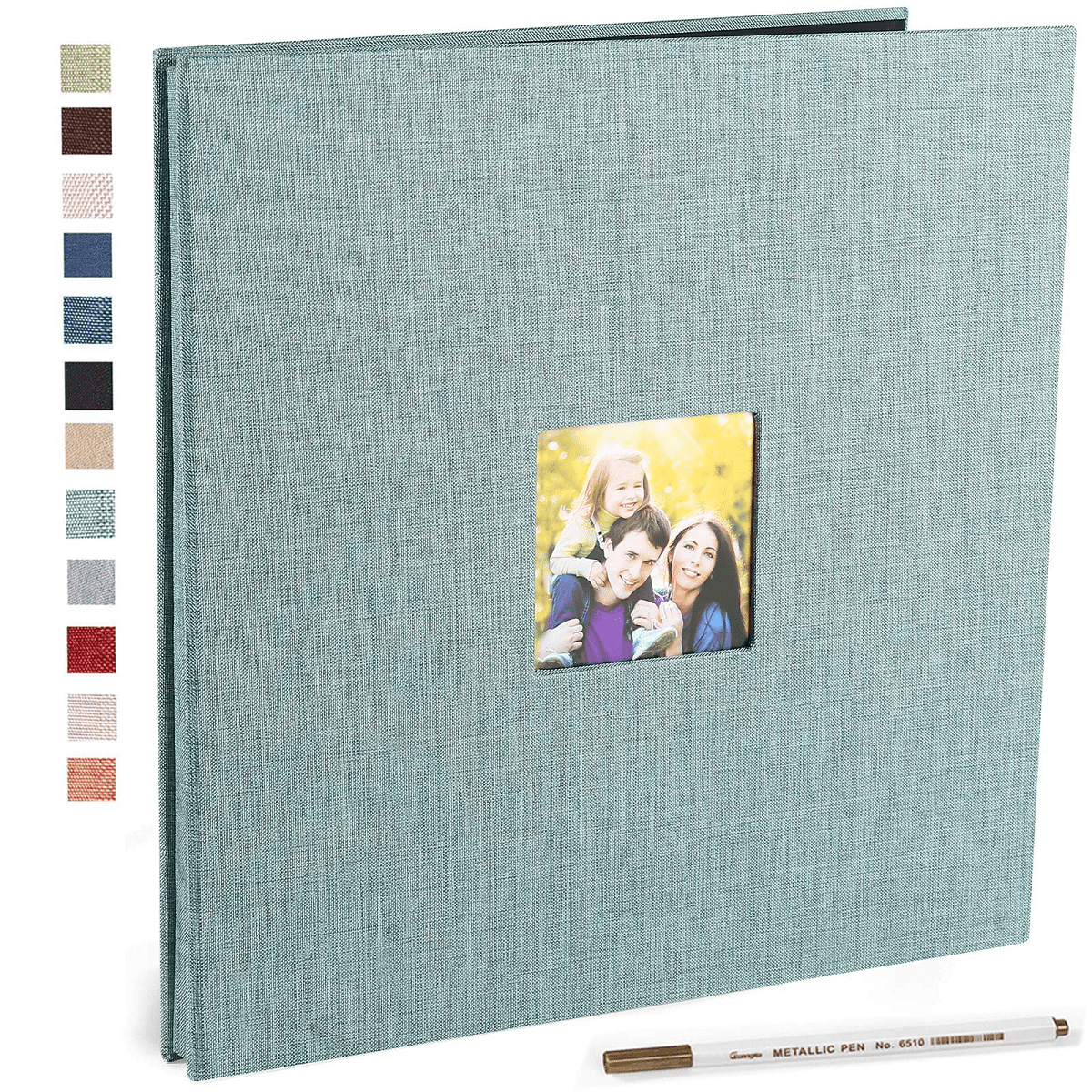 Spbapr Large Photo Album Self Adhesive 3x5 4x6 5x7 8x10 Pictures Magnetic Scrapbook Linen Cover DIY Album with A Metal Pen 11x10.640pages