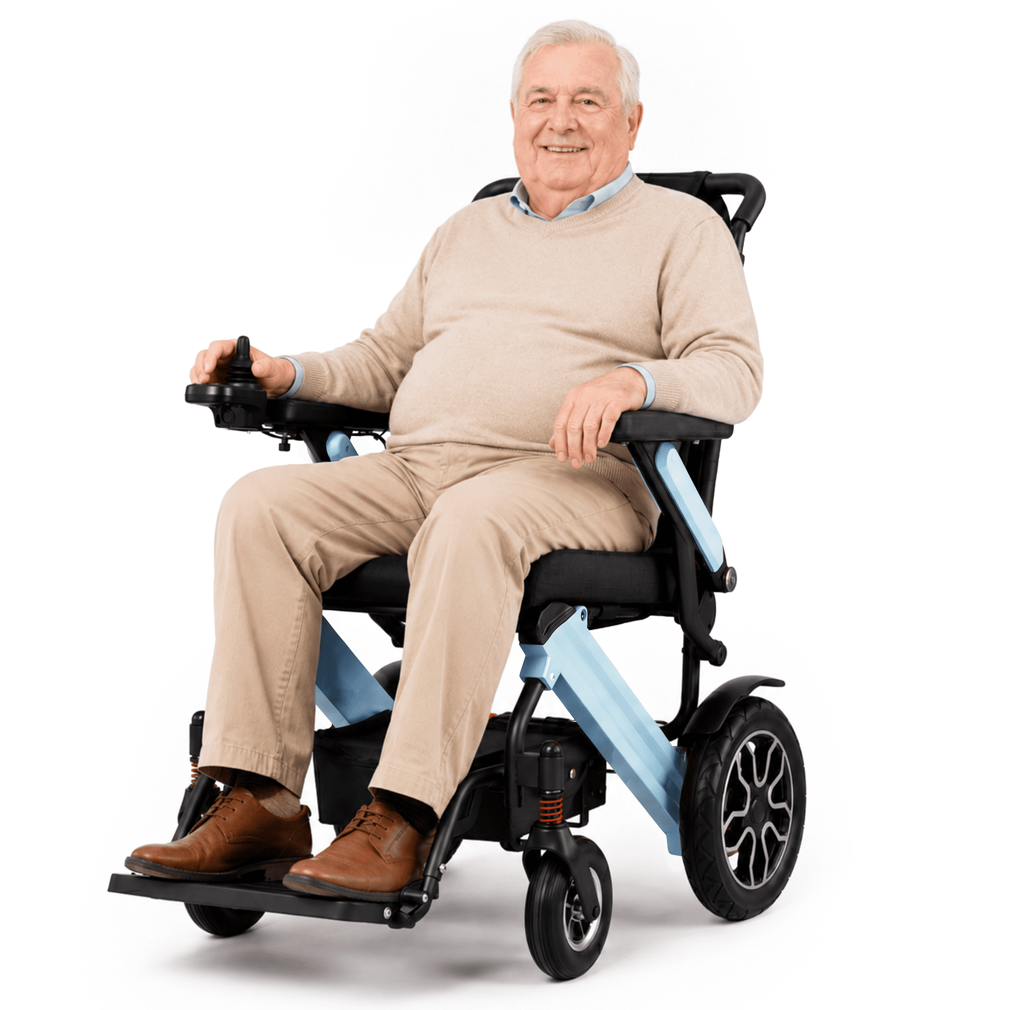 Zygenair Foldable Aluminum Electric Wheelchair for Adults, 350 lbs Heavy Duty Motorized Power Chair, 30-Mile Range, 500W Brushless Motor, 12° Climb, Dual Batteries, Blue