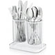 thumbnail image 1 of Countertop Silverware Fork and Spoon Holder, Countertop Plastic Silverware Organizer, Silverware Caddy with Drainer, Clear, 1 of 5