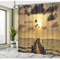 thumbnail image 5 of Ambesonne Nautical Shower Curtain, Old Wood Deck Sunset, 69"Wx84"L, Yellow Grey, 5 of 5