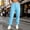Light Blue, variant on Waffle Knit Jogger Pants for Women, Elastic Drawstring Waistband Ribbed Cuff Casual Lounge Pants with Side Pockets
