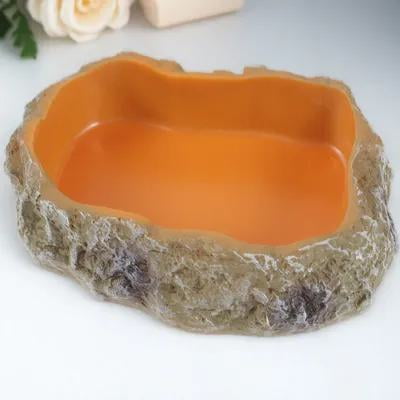 HONMEET Resin Orange Reptile Water Bowl Wear Resistant Feeding Dish for Small Animals