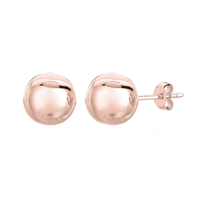 14K Rose Gold Ball Stud Earrings, 5mm