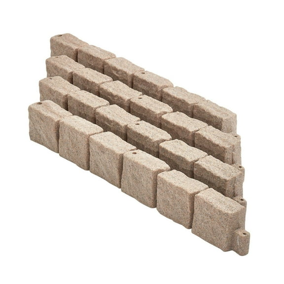 Faux Stone Landscape Edging 46.8 x 3.9 in Realistic Lawn Edging, Flexible Brick-Sized Garden Edging Border with Anchoring Spikes, Fade-Resistant Yard Edging for Driveways Walkway Beige