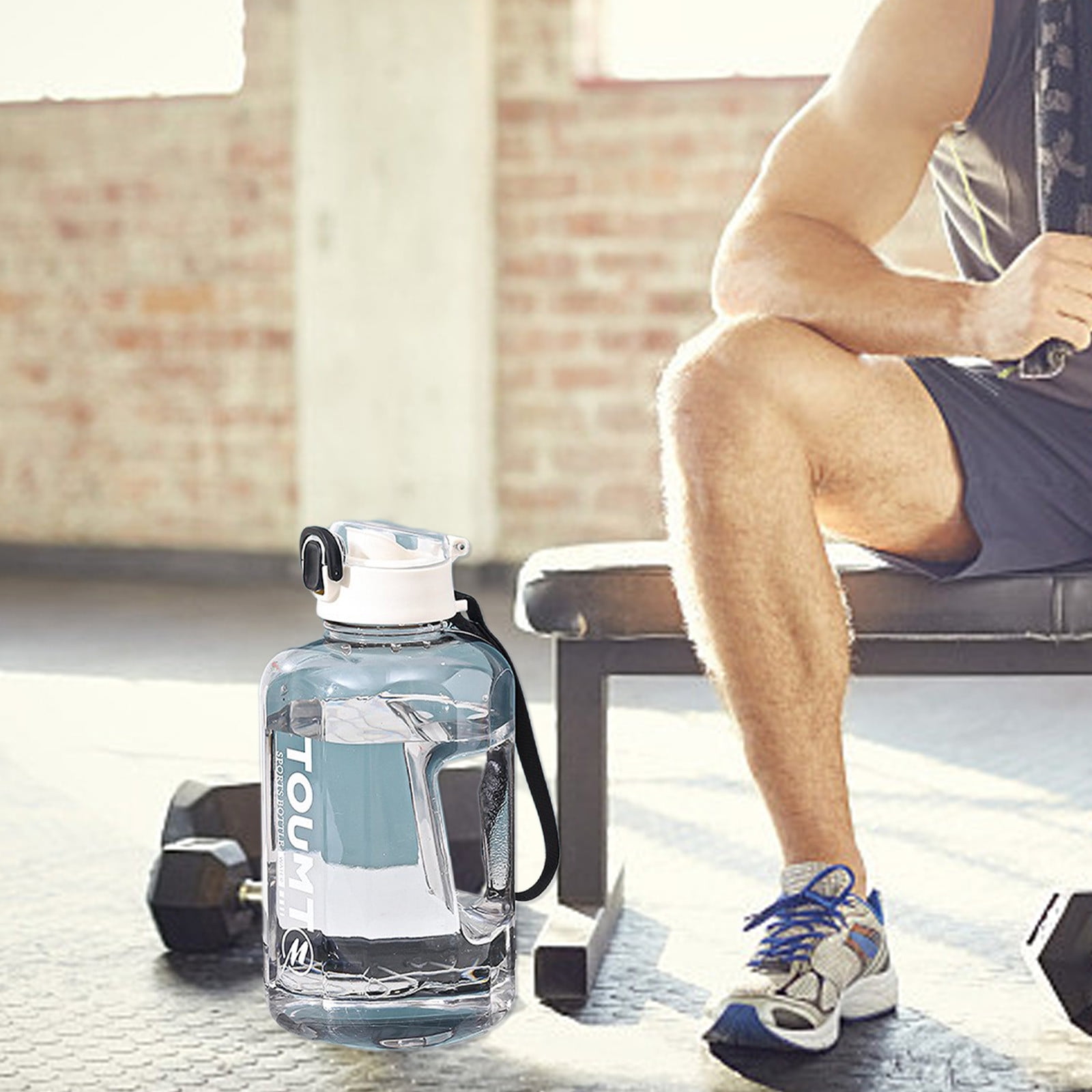 1pcs THE GYM KEG Sports Water Bottle Half Gallon Carry Handle Big Water Jug for Sport Large Reusable Water Bottles Eco-friendly, Leakproof 2200mL