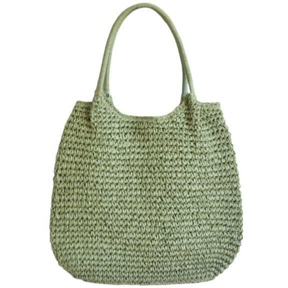 Acahhotxx Shoulder Handbag, Braided Straw Handbag Large Capacity Woven Shoulder Bag Fashionable Solid Color Basket Bag for Beach Vacation