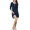 thumbnail image 1 of INSPIRAR CHIC Pijamas de mujer con manga 3/4 y borde de encaje, camisón de lactancia, camisetas de maternidad, ropa de estar en casa, azul M, 1 of 6