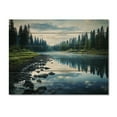 thumbnail image 3 of Designart "Reflecting on Waters in a Green River I" Landscapes Print on Natural Pine Wood, 3 of 5