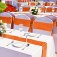 thumbnail image 5 of Qucyy 12 Pack Satin Table Runners 12 x 108 Inch Orange Long Wedding Silk Table Runners for Wedding Reception Graduation Birthday Party Decoration Orange 12 x 108 Inch, 5 of 5