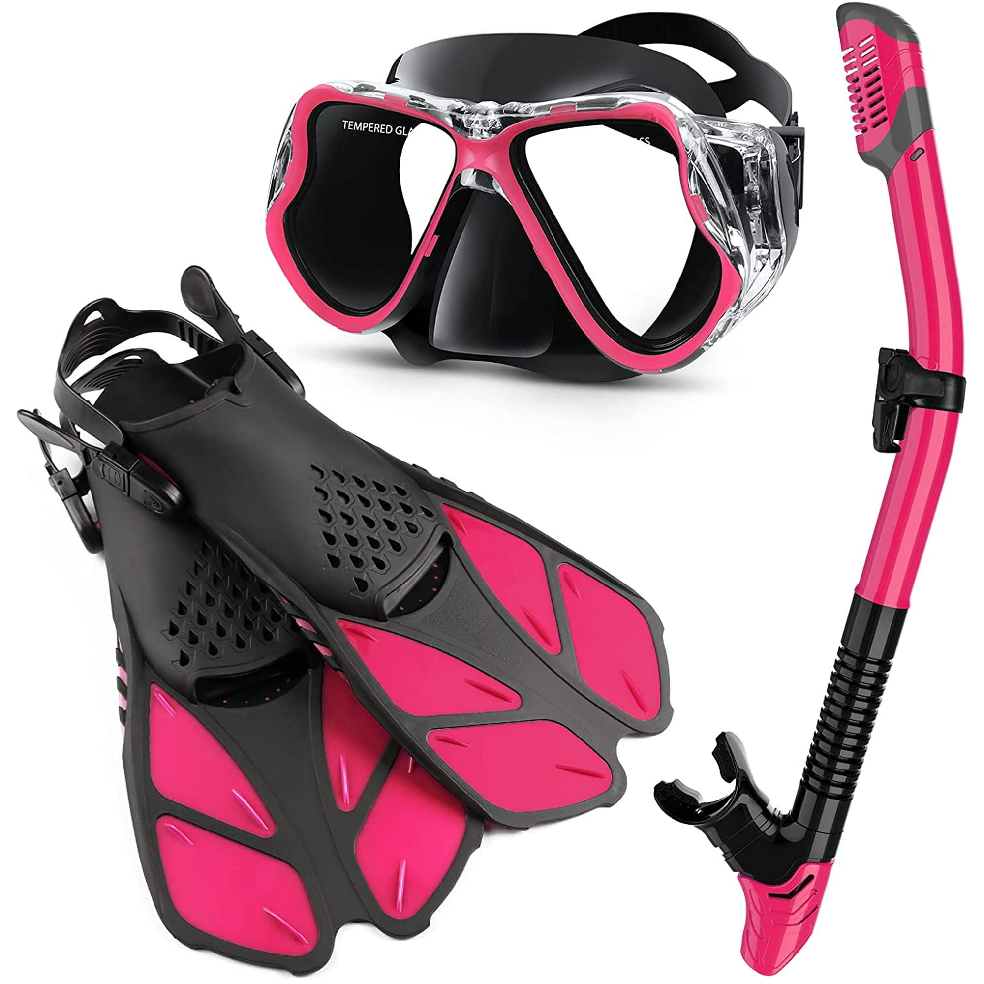 XICEN Masque Palmes Tuba Ensemble Adultes Hommes Femmes Lunettes de Natation 180 Vue Panoramique Anti Brouillard Snorkeling et Kit de Palmes de Plongee avec Sac d Engrenage pour la Plongee Sous Marine...