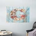 thumbnail image 1 of Letter G Tapestry, Nautical Theme with Marine Animals Invertebrates Seashell Starfish, Wall Hanging for Bedroom Living Room Dorm Decor, 60W X 40L Inches, Pale Blue Ivory Dark Coral, by Ambesonne, 1 of 2