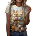 thumbnail image 1 of Tops de Ajuste Suelto para las Mujeres Sudadera Casual Impresa Manga Corta Cuello Redondo Superior, Poliéster, 1 of 4