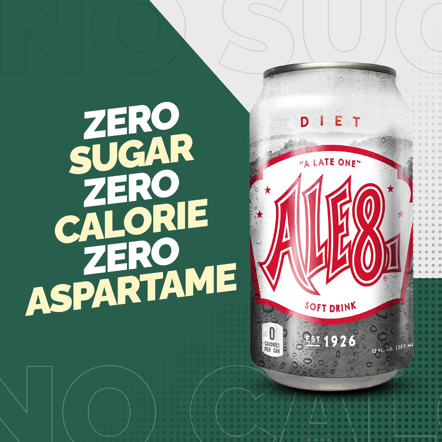 Ale 8 One Ginger Ale Soda with a Caffeine Kick & Hint of Citrus - Original Flavor - Zero Sugar - 12 Pack, Case of 12 Oz Cans - Sugar Free Ginger Soft Drink, Pack of 12 - image 2 of 6