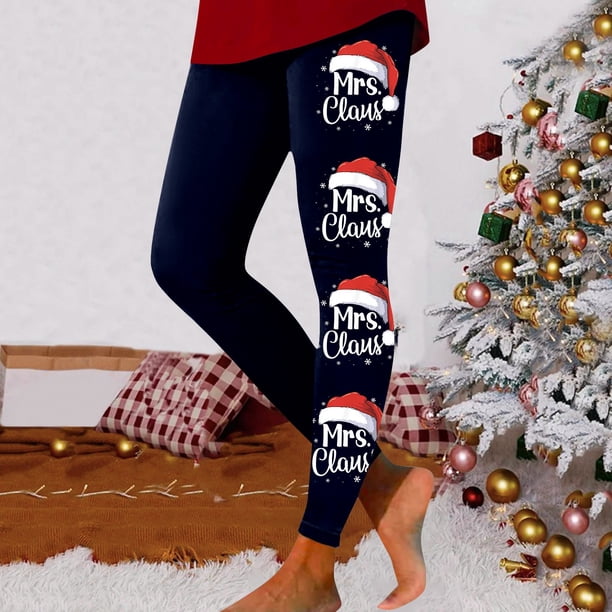 MKLEKYY Leggings para mujer, leggings con estampado navideño festivo para mujer, pantalones de yoga de cintura alta, mallas deportivas cómodas para fitness y entrenamiento