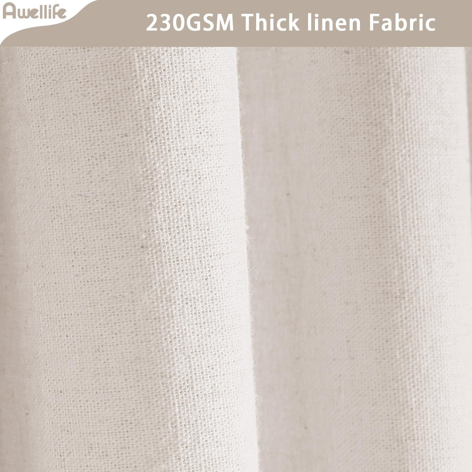 Farmhouse Shower Curtain Ruffle Linen Textured Boho Shower Curtain for Bathroom, Cream 72" W x 84" L