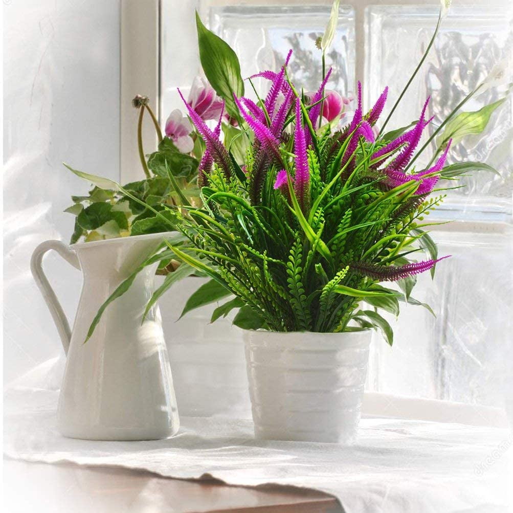 MAMOWEAR Artificial Outdoor Plants Flowers Faux Plastic Plant Fake Setaria UV Resistant Plants for Summer Planters Patio Front Door Porch Décor