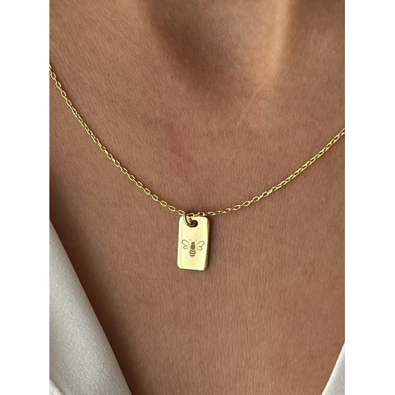 Bee Necklace • 925 Silver Jewelry • Bumblebee Necklace • 14K Gold Plated • Wasp Jewelry for British • Pendant for Farmer • Farm Animal Gifts