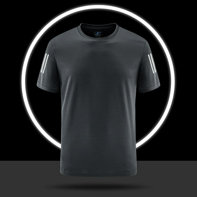 Tops para hombre, blusas y camisas de manga corta con cuello redondo para hombre, blusas de poliéster transpirables de manga corta para deportes al aire libre y para correr en color liso para hombre.