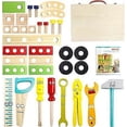 thumbnail image 3 of Wooden Toys Kids Tool Set-Wooden Kids Toys Tool Box Kit Construction Role Play Educational Toddler Toys for 3 4 5 Year Olds Girls Boys Gifts, 3 of 5