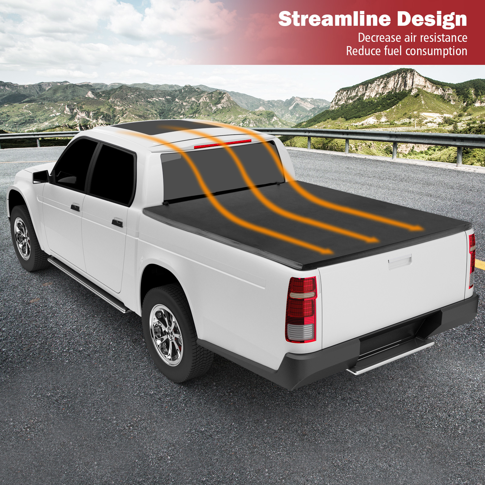 Costway 6.5ft Soft Quad-Fold Tonneau Cover for 15-23 Ford F150 Standard Short Bed