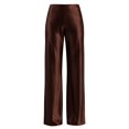 thumbnail image 3 of Women Satin Wide Leg Pants Hidden Elasticized Waistband Silk Casual Long Flowy Loose Trousers Chocolate Color XL, 3 of 7