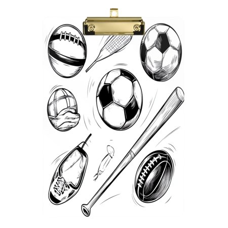 Black and White Sports Elements Acrylic Clipboards A4 Standard Size Clipboard 12.5" X 9" Clip Board for Office School Teacher Women Men
