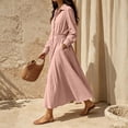 thumbnail image 5 of Cmfcve Plus Size Button down Dress for Women Casual Long Sleeve Lapel Collared Flowy A-Line Maxi Shirt Dress, 5 of 7