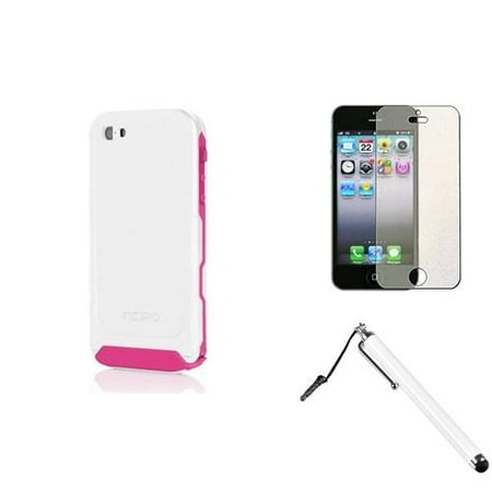 Incipio White/Pink Atlas Case Cover+Touch Stylus+Colorful Screen Protector For Apple iPhone 5 5S