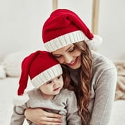 Christmas Hat Family Woolen Hat Autumn And Winter Warm Baby Infant Solid Color Parent-Child Christmas Decoration