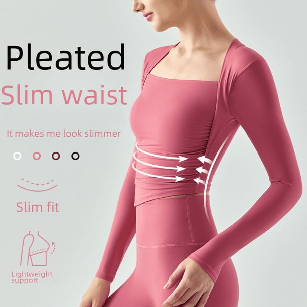 Top deportivo para mujer, ropa de entrenamiento de corte entallado semifijo, ropa de yoga de manga larga