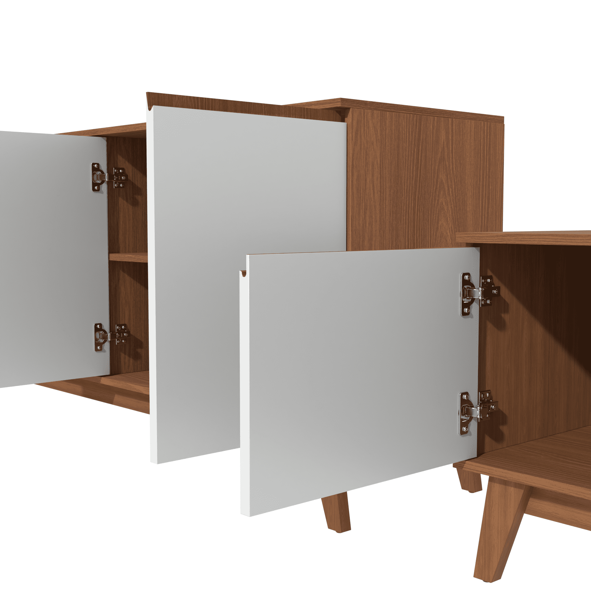 Kappesberg Living Room Furniture Set with 3-Door TV Stand and 4-Door Sideboard Golden Oak/White – Modern Storage Combo