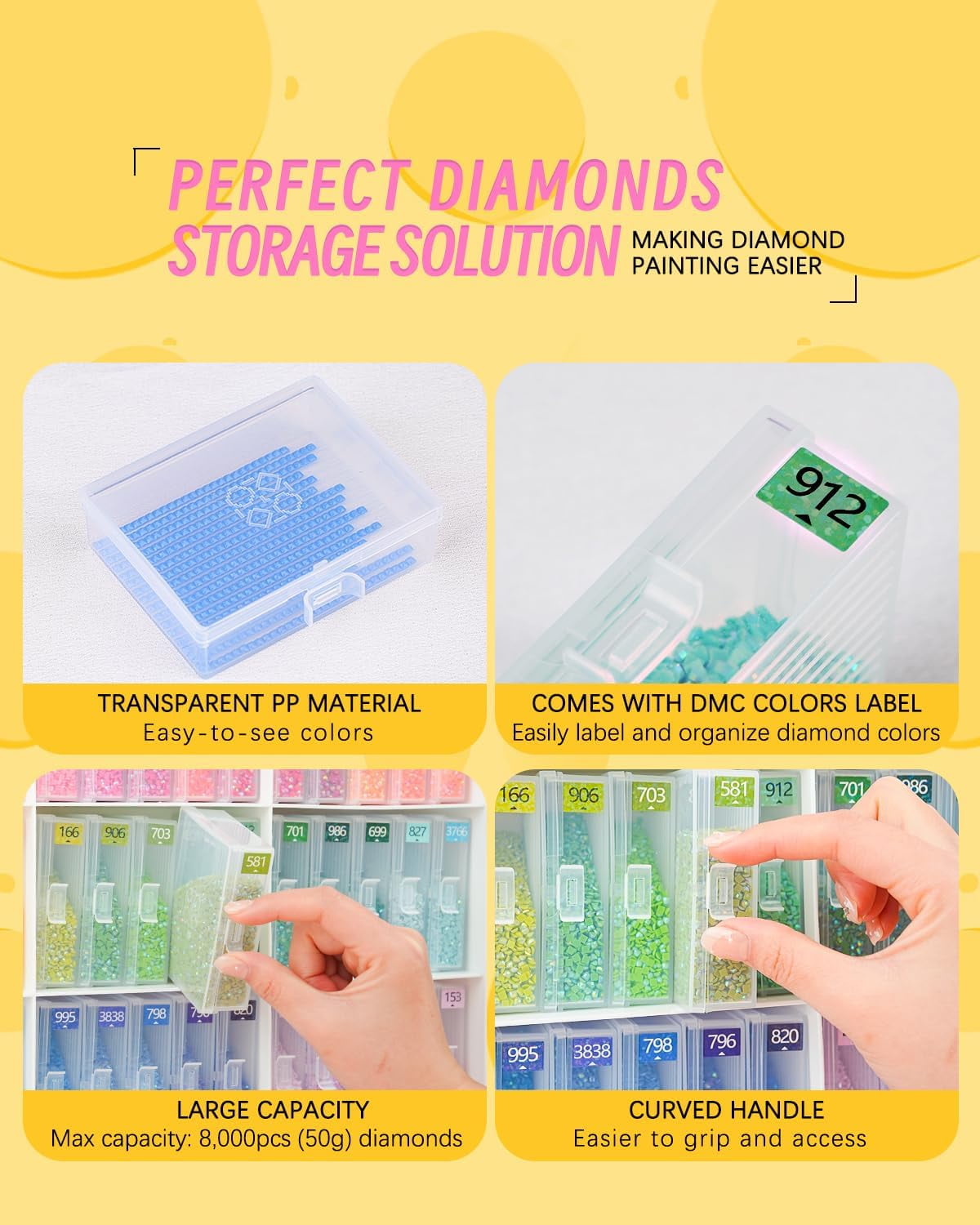 60pcs Diamond Art Storage Containers Trays ＆ Stand, Diamond Painting Accessories Diamond Painting Trays with Lids, 2-in-1 Diamond Art Trays and Diamond Painting Storage, Tools Storage Rack