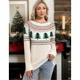 thumbnail image 4 of Fair Isle Sweaters for Women Ugly Christmas Sweater Crew Neck Long Sleeve Cute Funny Holiday Chrismas Tree Print Cable Knit Pullover Sweater Alsol Lamesa, 4 of 6