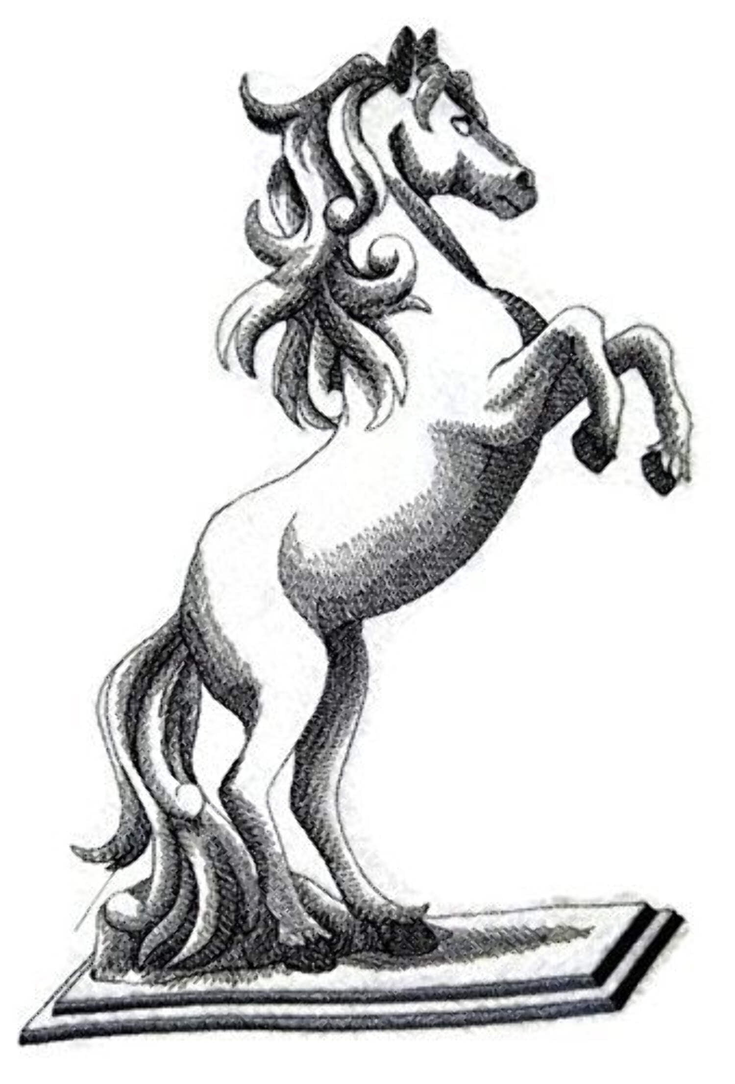 Custom and Unique Spirit of Stallions [Rearing Horse On Plinth ] [Custom and Unique] Embroidered Iron on/Sew patch [6.9"9.3"]