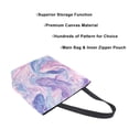 thumbnail image 3 of Open Top Canvas Tote Bag with Zipper Reusable Shopping Bag 13.5x15" Roomy Carryall Pale Pink Marine Creatures, 3 of 9