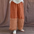 thumbnail image 2 of VEKDONE Women Wide Leg Pants Fashion Color Block Patchwork Palazzo Pants Summer Casual Elastic Waist Loose Fit Travel Trousers with Pockets Orange XXL, 2 of 6