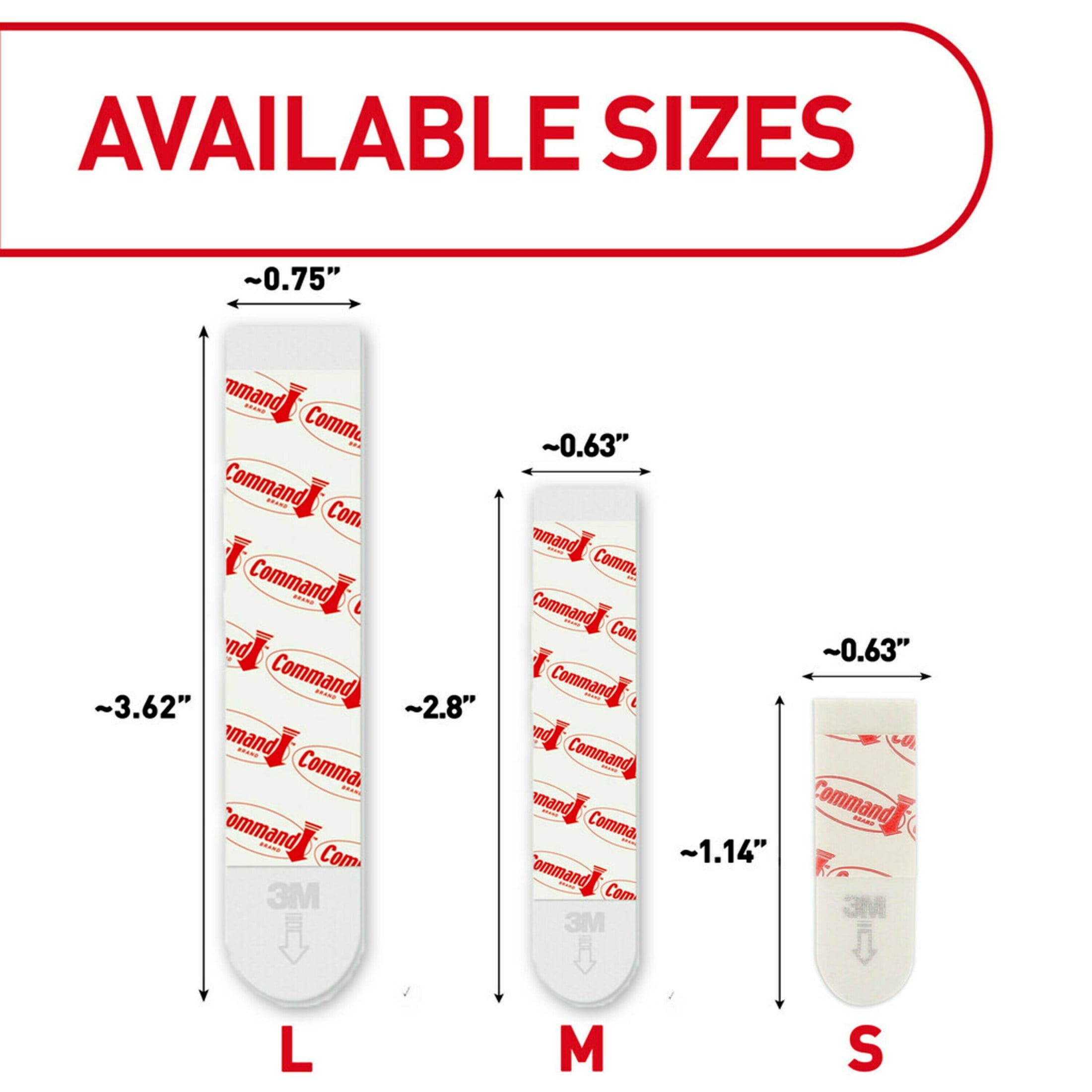 Command Refill Strips, White, 8 Small, 4 Medium & 4 Large Value Pack