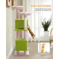 thumbnail image 4 of Flower Cat Tree, 52.4" Cute Cat Tower for Indoor Cats with 2 Flower Padded Perches, 2 Condos & 2 Scratching Posts, Pink, 4 of 15