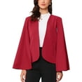 thumbnail image 1 of Blazer de manga capa Inspire Chic para mujeres, chaqueta casual de trabajo abierta en rojo, 1 of 6