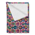 thumbnail image 2 of Colorful Soft Flannel Fleece Throw Blanket, Checkered Pattern with Vibrant Colored Doodle Style Egg Shapes Fun Cartoon Rows, Cozy Plush for Indoor and Outdoor Use, 70" x 90", Multicolor, by Ambesonne, 2 of 5