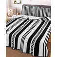 thumbnail image 3 of Quilts Twin Size Bedding Set, Black Line Striped Lightweight Quilted Comforter, Farmhouse Modern Geometric Stripes Soft Reversible Bedspread Coverlet with Pillow Covers for All Season, 68" x 86", 3 of 7