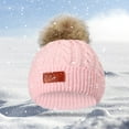 thumbnail image 5 of Odeerbi Beanie Hat For Boys Girls Winter Knitted Beanie With Pom Pom Kids Warm Thick Ski Cap Light pink, 5 of 7