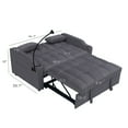 thumbnail image 5 of Full Size Velvet Upholstered Sofa Bed, Convertible Pullout Bed with Adjustable Backrest, Pillows, USB Charging Port and Phone Stand, Multifunctional Couch for Living Room, Bedroom, Office, Dark Gray, 5 of 8