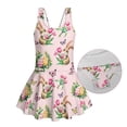 thumbnail image 6 of COEQINE Girls One Piece Swimsuit with Skirt Sleeveless Cute Skirted Bathing Suit Hawaiian Swimwear for Kids 3-4 Years, Summer Swim Dress for Water Play, Easter Bunny Egg Tulip Pink, 6 of 8